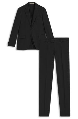 Three-piece slim-fit suit in patterned virgin wool