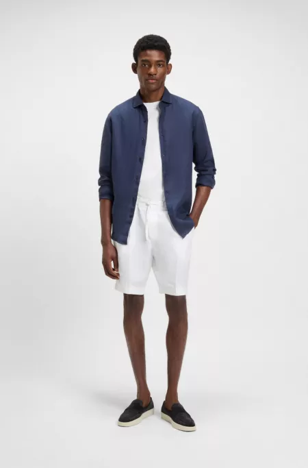 Tapered-fit shorts in linen