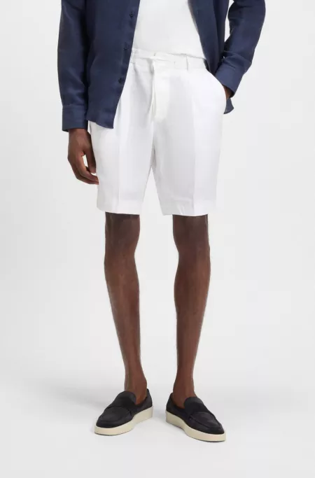 Tapered-fit shorts in linen