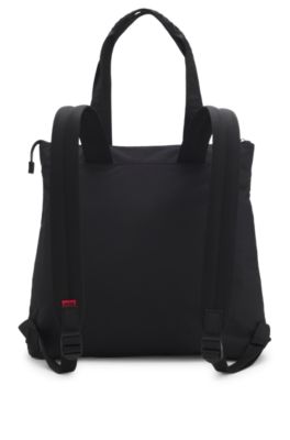 Tote-style backpack with 3D logo patch, Black