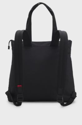 Tote-style backpack with 3D logo patch, Black