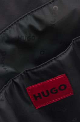 Tote-style backpack with 3D logo patch, Black