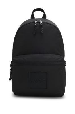 Ripstop backpack with split-logo patch, Black