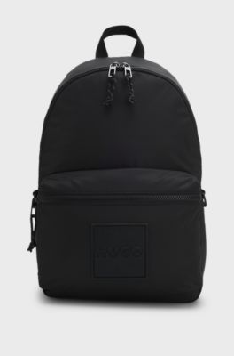 Ripstop backpack with split-logo patch, Black