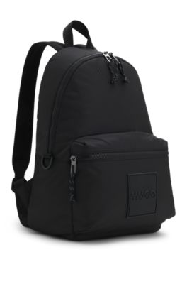 Ripstop backpack with split-logo patch, Black