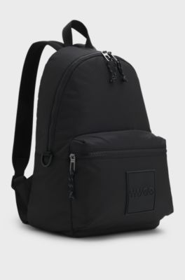 Ripstop backpack with split-logo patch, Black