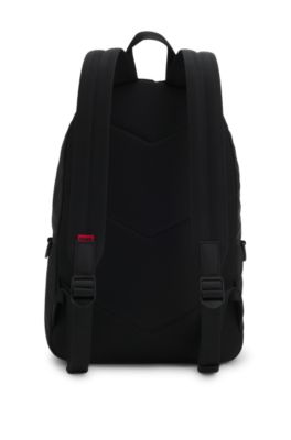 Ripstop backpack with split-logo patch, Black