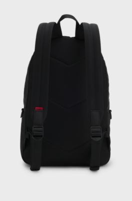 Ripstop backpack with split-logo patch, Black