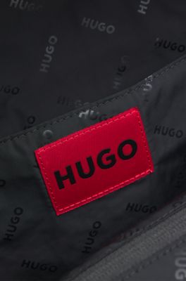 Ripstop backpack with split-logo patch, Black