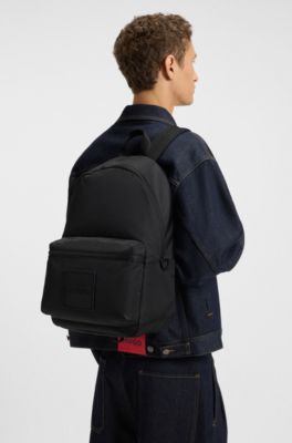 Ripstop backpack with split-logo patch, Black