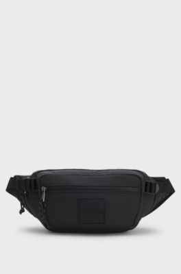 Sac ceinture en tissu ripstop avec patch &agrave; logo revisit&eacute;, Noir