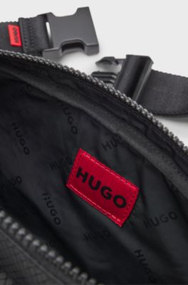Sac ceinture en tissu ripstop avec patch &agrave; logo revisit&eacute;, Noir