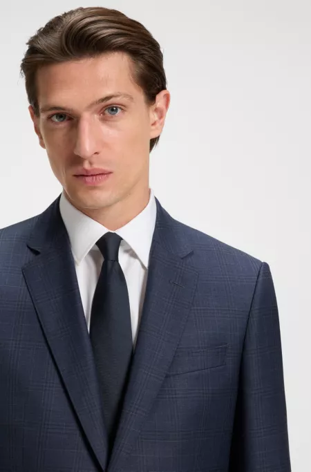 Two-piece slim-fit suit in checked virgin wool