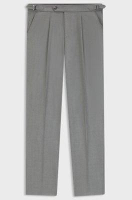Tapered-fit trousers in melange virgin wool, Silver