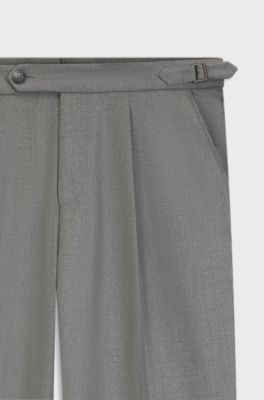 Pantalon Tapered en laine vierge chin&eacute;e, Argent
