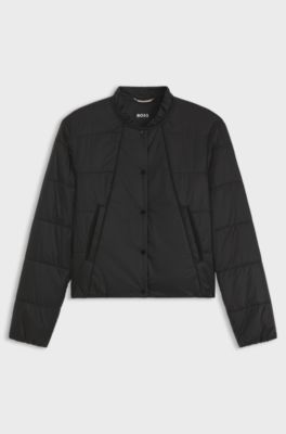 Packable jacket in lustrous water-repellent fabric, Black