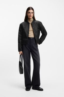 Packable jacket in lustrous water-repellent fabric, Black