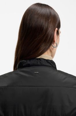 Giacca ripiegabile in tessuto lucente idrorepellente, Nero