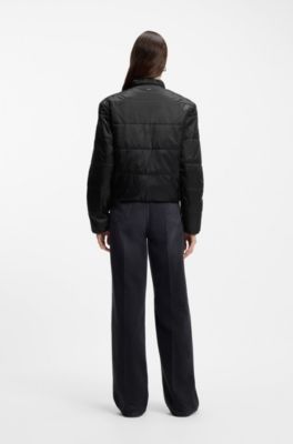 Packable jacket in lustrous water-repellent fabric, Black