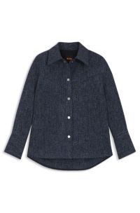 Relaxed-fit overshirt in denim-look tweed, Dark Blue