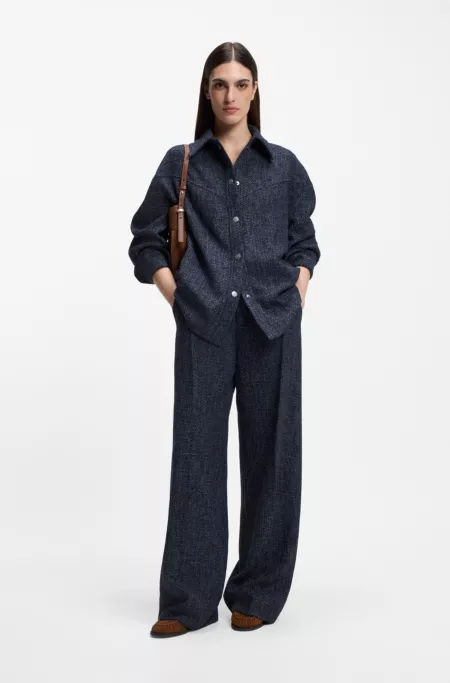 Relaxed-fit overshirt in denim-look tweed