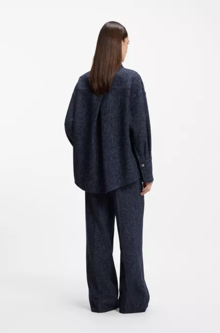 Relaxed-fit overshirt in denim-look tweed