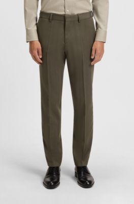 Two-piece slim-fit suit in a herringbone wool blend, Brown