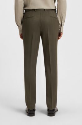 Two-piece slim-fit suit in a herringbone wool blend, Brown