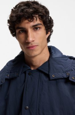 Water-repellent jacket with removable hood, Dark Blue