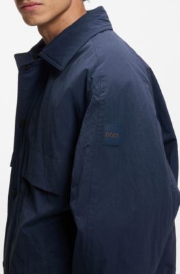 Wasserabweisende Jacke mit abnehmbarer Kapuze, Dunkelblau