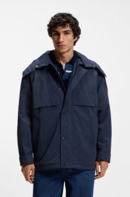 Water-repellent jacket with removable hood, Dark Blue