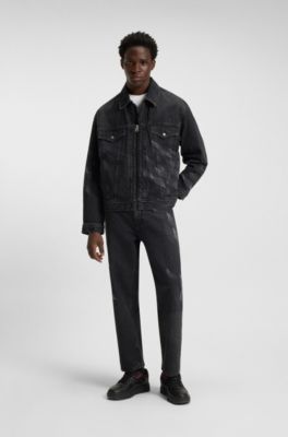 HUGO x RB relaxed-fit jeans with lasered pattern, Black