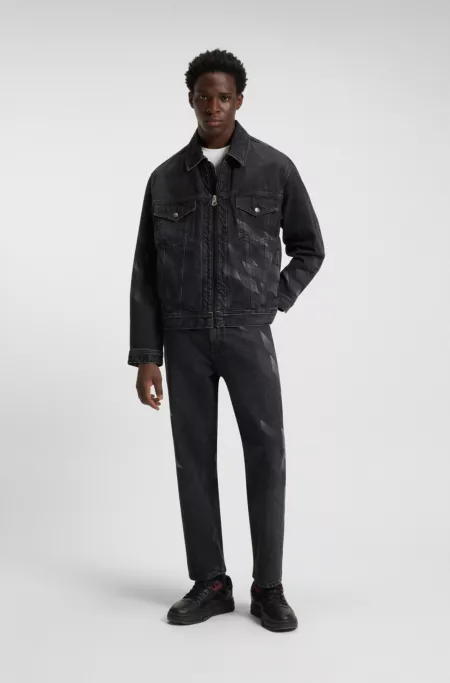 HUGO x RB relaxed-fit jeans with lasered pattern