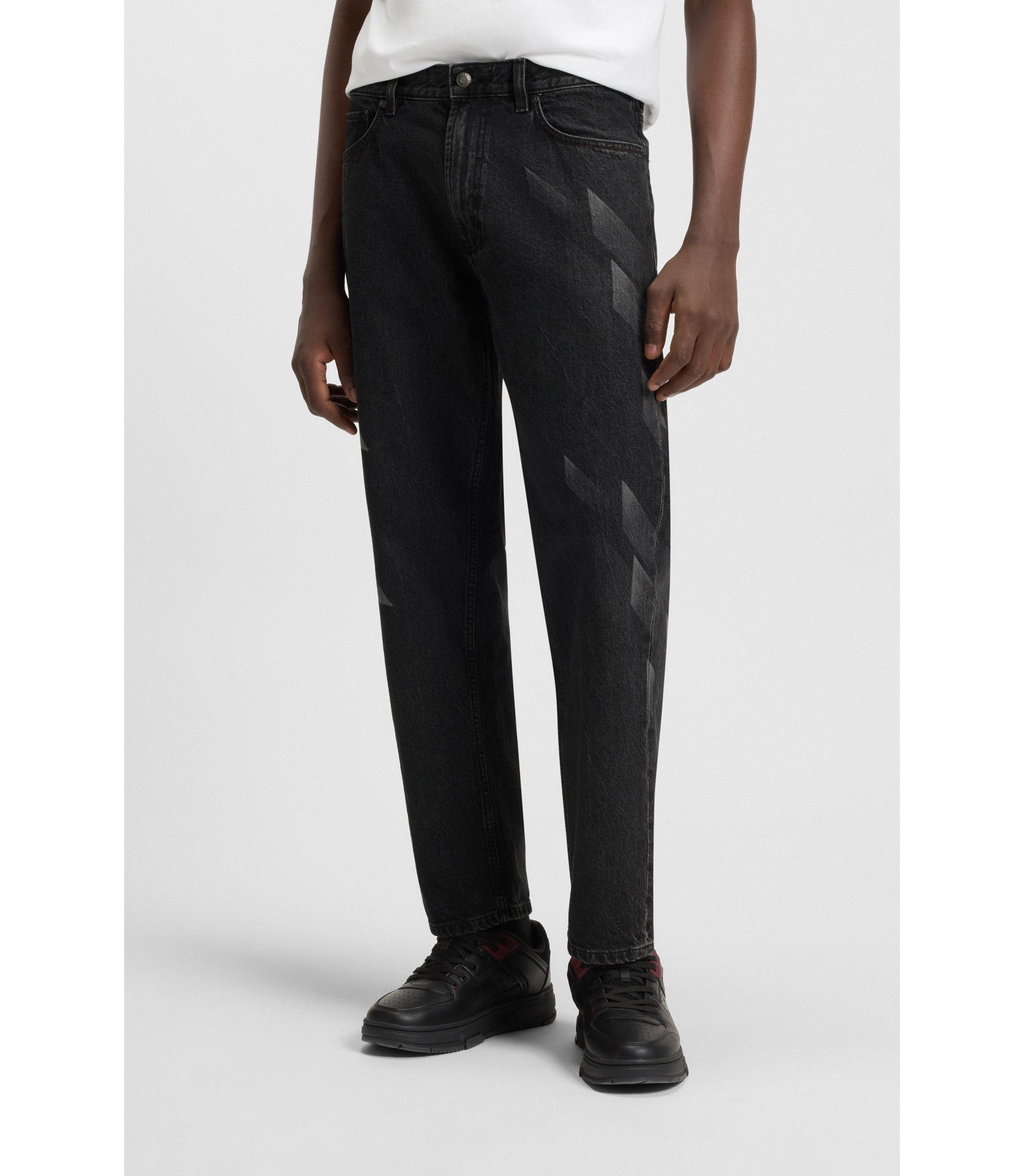 HUGO Jeans HUGO x RB relaxed fit con motivo inciso al laser Nero