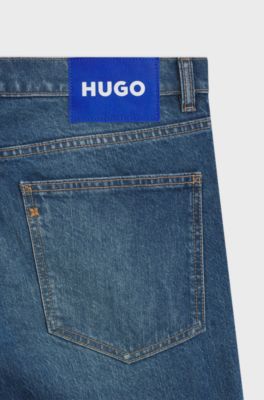 Skinny fit-jeans i bl&aring; stretchig denim, Bl&aring;