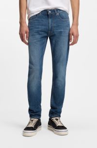 Skinny-fit jeans in blue stretch denim, Blue