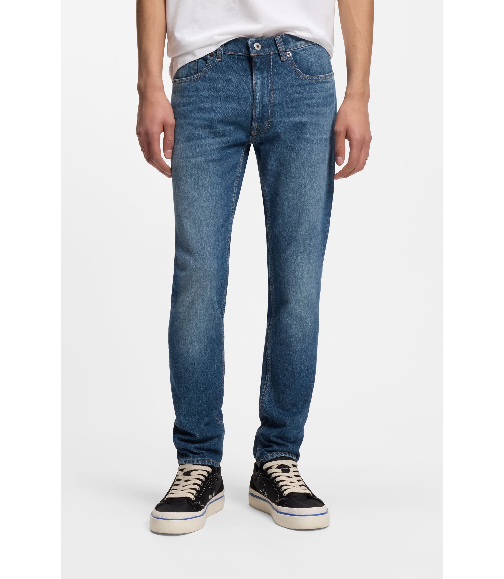 Skinny-Fit Jeans aus blauem Stretch-Denim