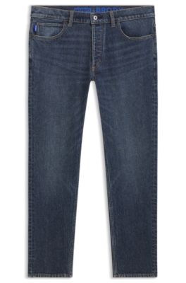 Tapered-fit jeans in blue stretch denim, Dark Blue