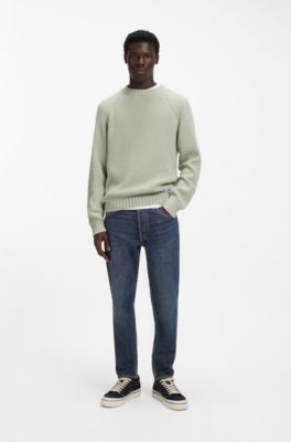 Blaue Tapered-Fit Jeans aus Stretch-Denim, Dunkelblau