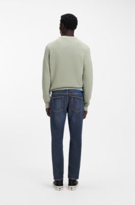 Tapered-fit jeans in blue stretch denim, Dark Blue