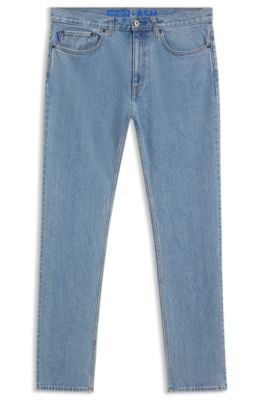 Slim-fit jeans in vintage-wash blue stretch denim, Light Blue