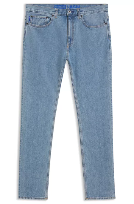 Slim-fit jeans in vintage-wash blue stretch denim