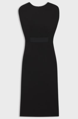 Stretch-jersey dress with waistband detail, Black