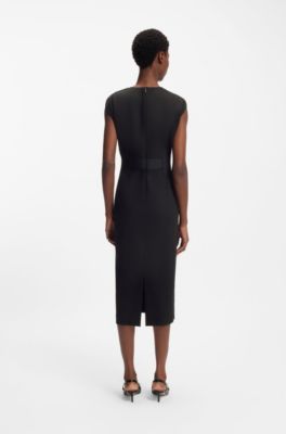 Stretch-jersey dress with waistband detail, Black