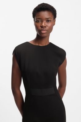 Stretch-jersey dress with waistband detail, Black