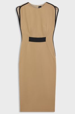 Stretch-jersey dress with waistband detail, Light Beige