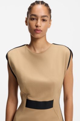 Stretch-jersey dress with waistband detail, Light Beige