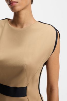 Vestito in jersey elasticizzato con elastico in vita, Beige chiaro