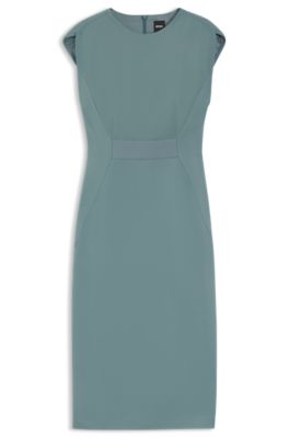 Stretch-jersey dress with waistband detail, Blue