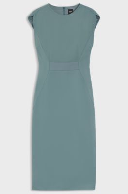 Stretch-jersey dress with waistband detail, Blue